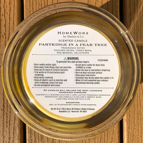 🆕HARRY SLATKIN HOMEWORX PARTRIDGE IN A PEAR TREE 4 WICK 18oz CANDLE NWTS! - Picture 4 of 5